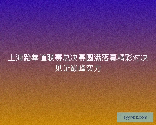 上海跆拳道联赛总决赛圆满落幕精彩对决见证巅峰实力